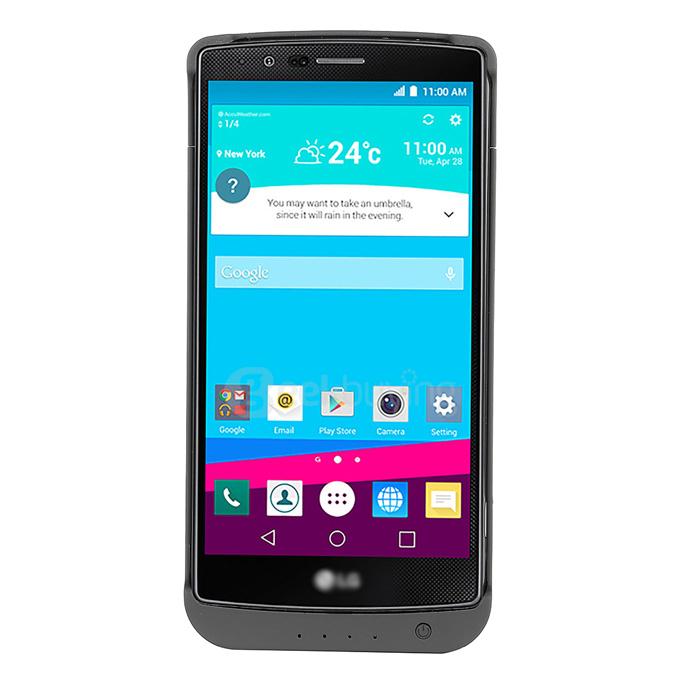 External Backup Battery 5V 0.5A Output Li-ion Polymer 3800mAH Case with Back Home Button For LG G4 Smartphone - Black