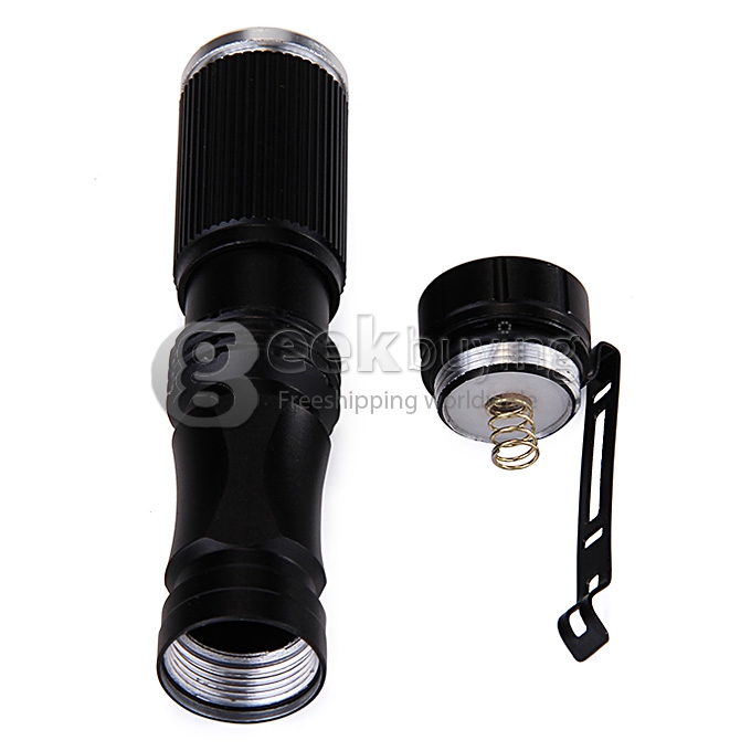 CREE XPE-Q5 600 Lumens 7W Zoomable LED Shock Resistant Camp Flashlight - Black (1 x 14500 / 1 x AA)