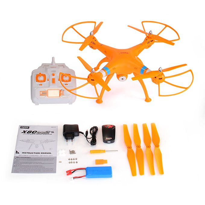 Syma X8C Venture Quadcopter 2MP HD Camera Headless Mode 2.4G RC RTF 6 Axis Gyro 3D Flip Fly - Orange