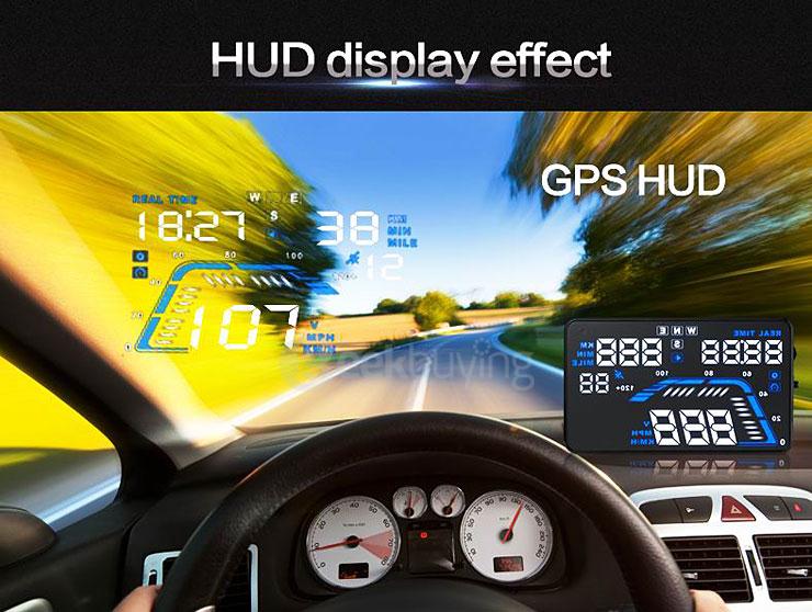 Q7 5.5'' GPS HUD Head Up Display Windscreen Projector Model Display - Black