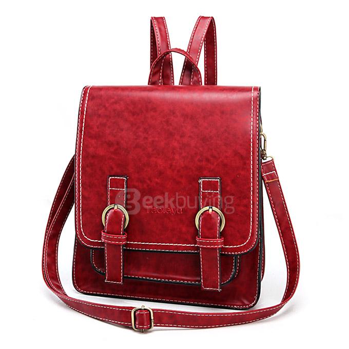 Taoleyu Retro Shoulder Bag Fashionable College Style Lady Bag Backpack - Red
