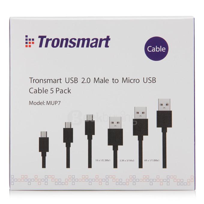 Bundle Tronsmart [5 Pack] 1ft*1 & 6ft*1 & 3.3ft*3 Micro USB Cable + Tronsmart CBT-1S Reusable Hook & Loop Cable Ties