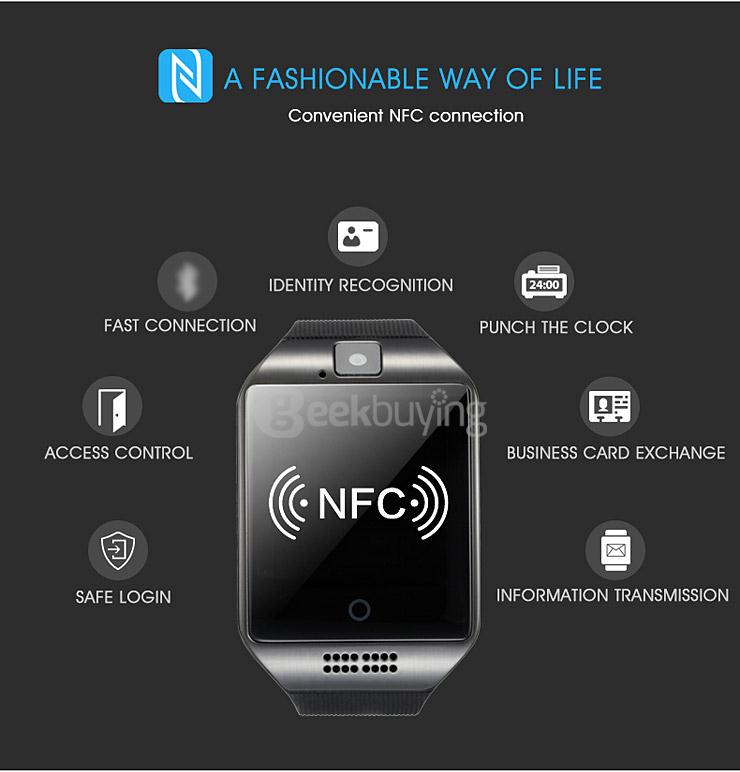 Q18 MTK6260A 1.3MP Camera TF Card and SIM Card Slot NFC Bluetooth 3.0 Smartwatch Smart Phone for Android and IOS - Silver