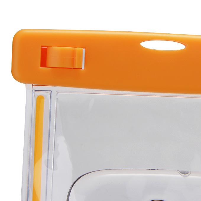 5.5In Ultra Slim Waterproof Case Soft Fluorescent Pouch With Lanyard Protective Cover For Smartphones - Orange