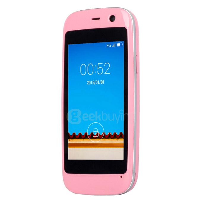 [HK Stock] Elephone Q 2.45inch Android 4.4 OS 512MB RAM 4GB ROM Smartphone MT6572W Dual Core 3G GPS Mini Phone Dual Camera - Pink
