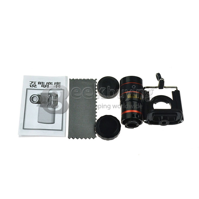 Universal 8x Zoom Optical Lens Mobile Phone Telescope Camera Lens with Holder for iPhone Samsung Nokia