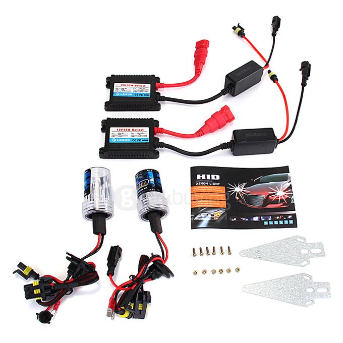 6000K H7 55W 12V Xenon HID Kit Car Headlight Slim Ballast Xenon Bulb White light - Black + White (One Pair)