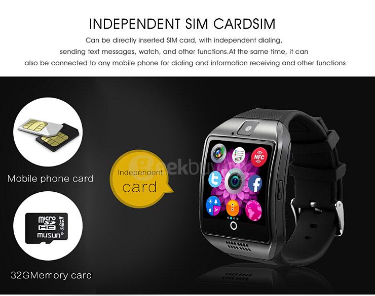 Q18 MTK6260A 1.3MP Camera TF Card and SIM Card Slot NFC Bluetooth 3.0 Smartwatch Smart Phone for Android and IOS - Silver