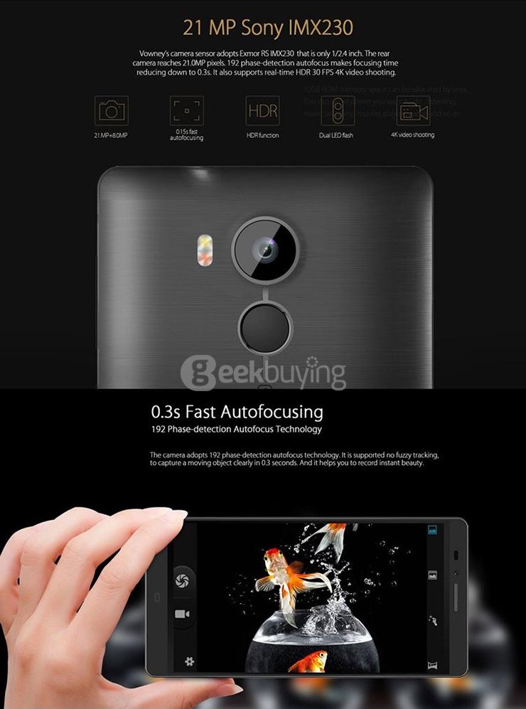 [HK Stock] Elephone Vowney Lite 5.5inch FHD Screen Android 5.1 3GB 16GB Smartphone 64bit MTK6795 Octa Core Touch ID Hotknot 4000mAh - Black
