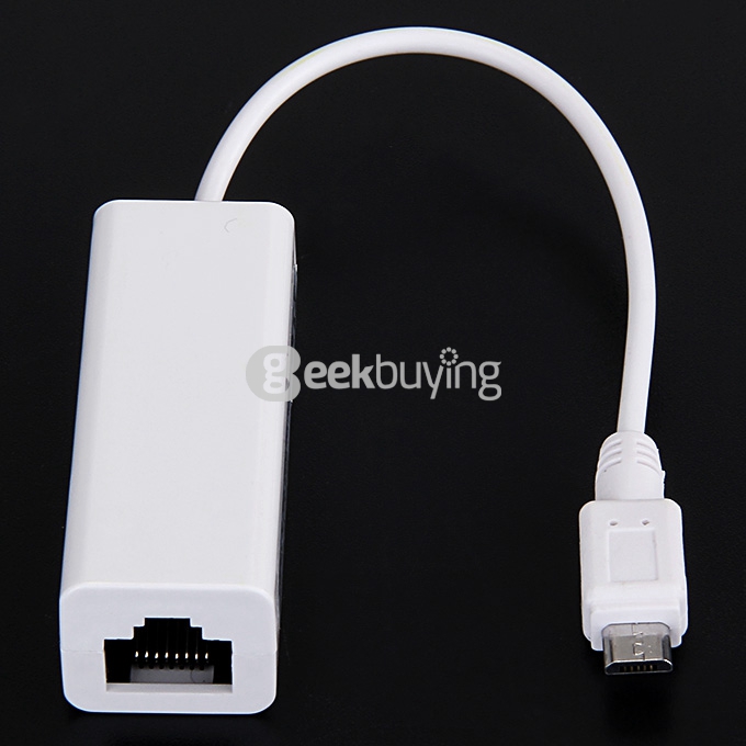 Universal 8Pin Micro USB 2.0 to 10/100Mbps Ethernet RJ45 Networks Lan Adapter for Tablet PC - White