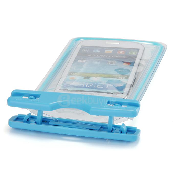 [Wholesale] 100pcs 5.5In Ultra Slim Waterproof Case Soft Fluorescent Pouch With Lanyard Protective Cover For Smartphones - Blue