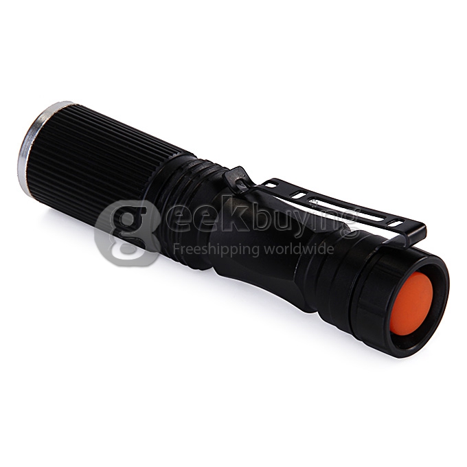 CREE XPE-Q5 600 Lumens 7W Zoomable LED Shock Resistant Camp Flashlight - Black (1 x 14500 / 1 x AA)