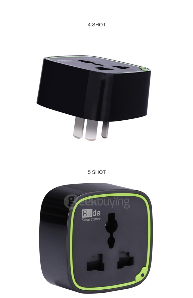 Rii da R01 Smart Programmable Timer Socket High Accuracy Electric Energy Measurement Tool - Black+green