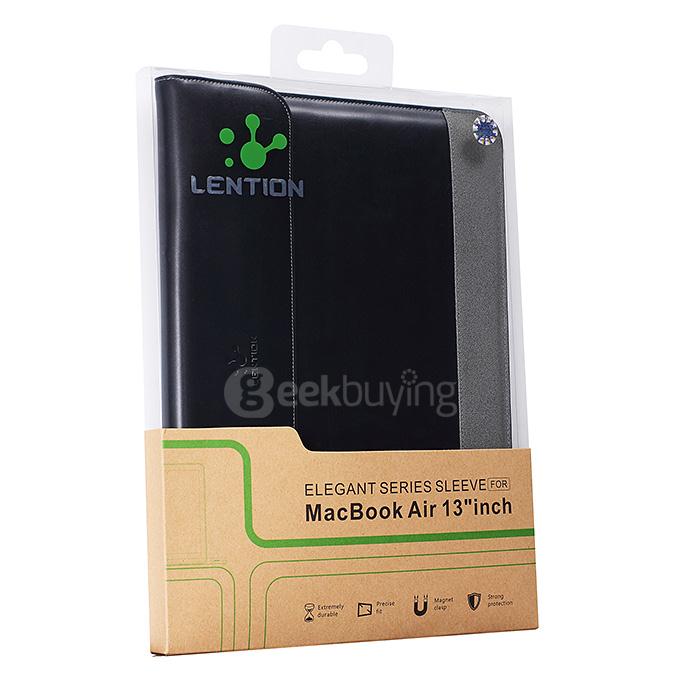 [Wholesale] 10pcs LENTION® Elegant Leather Sleeve Case for 13 Inch Macbook Air - Black + Silver