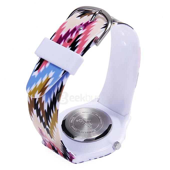 Willis 9918 Colored Wave Designs Ultra-thin Waterproof Children Watch - White