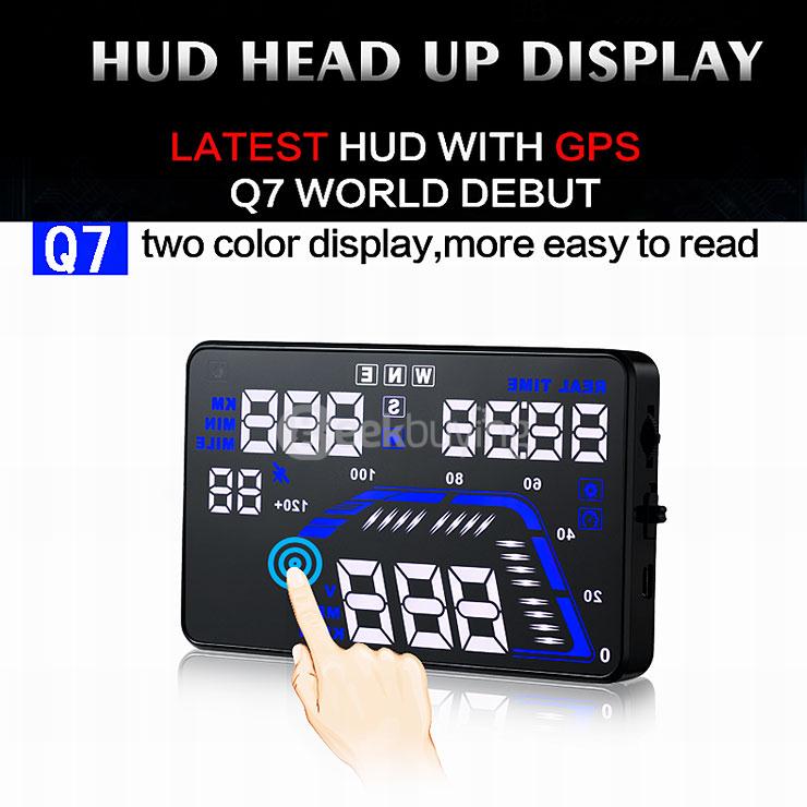 Q7 5.5'' GPS HUD Head Up Display Windscreen Projector Model Display - Black