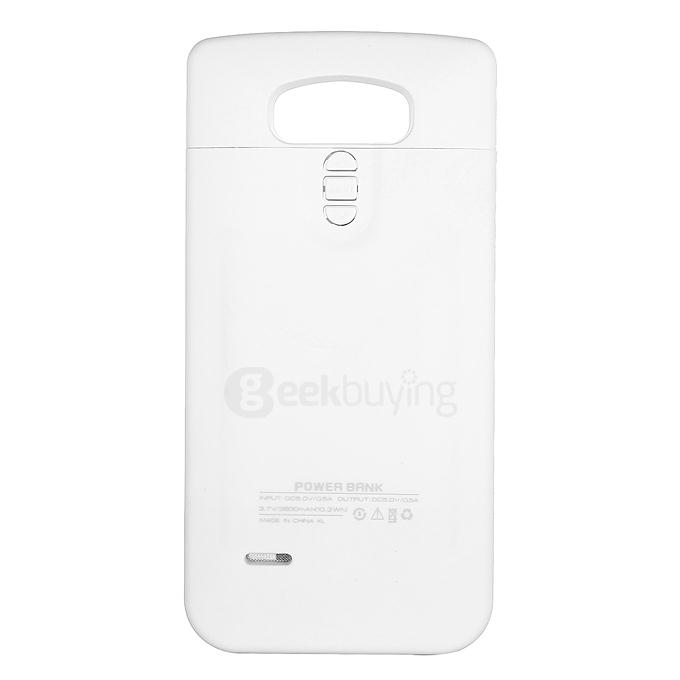 External Backup Battery 5V 0.5A Output Li-ion Polymer 3800mAH Case with Back Home Button For LG G4 Smartphone - White