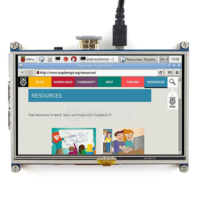 5 inch HDMI LCD 800*480 High Resolution with Bi-color Case for Raspberry Pi 2 Model B/Raspberry Pi Model B/B+/A+
