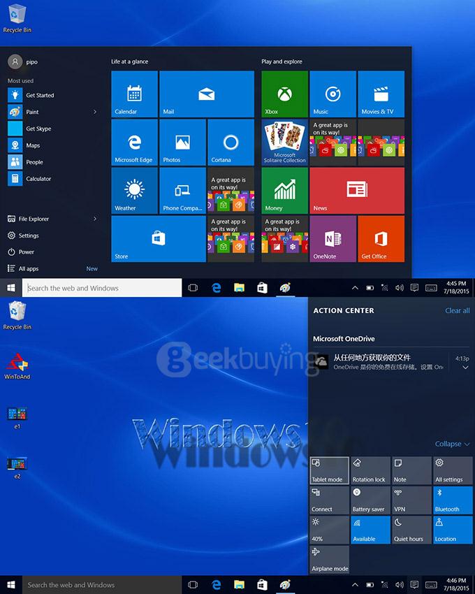 PIPO W4S 8 Inch Dual OS Windows 10 & Android 4.4 Tablet PC 2GB/32GB Intel Z3735F Quad Core 1.83GHz IPS 1280*800 HDMI Bluetooth WiFi - Black