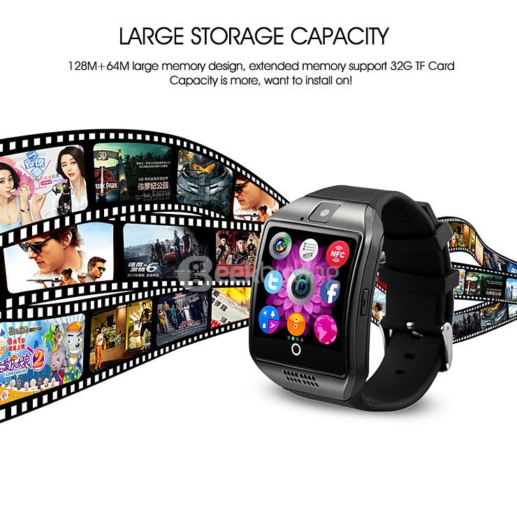 Q18 MTK6260A 1.3MP Camera TF Card and SIM Card Slot NFC Bluetooth 3.0 Smartwatch Smart Phone for Android and IOS - Silver