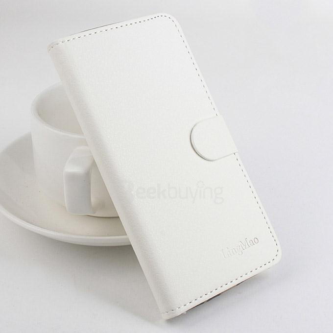 Protective Hard Cover Flip Stand Leather Case for DOOGEE X5 Smartphone - White