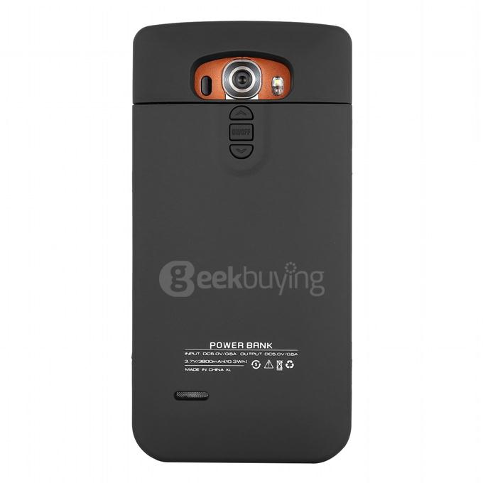 External Backup Battery 5V 0.5A Output Li-ion Polymer 3800mAH Case with Back Home Button For LG G4 Smartphone - Black