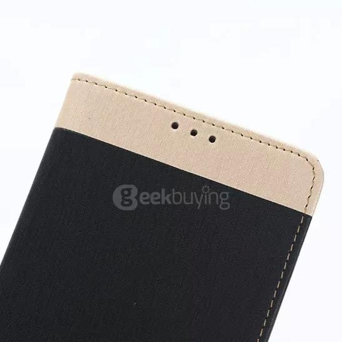 White Side Protective Leather Case With Holder/Card Slots/Wallet For Samsung Galaxy S6 Edge Plus - Black