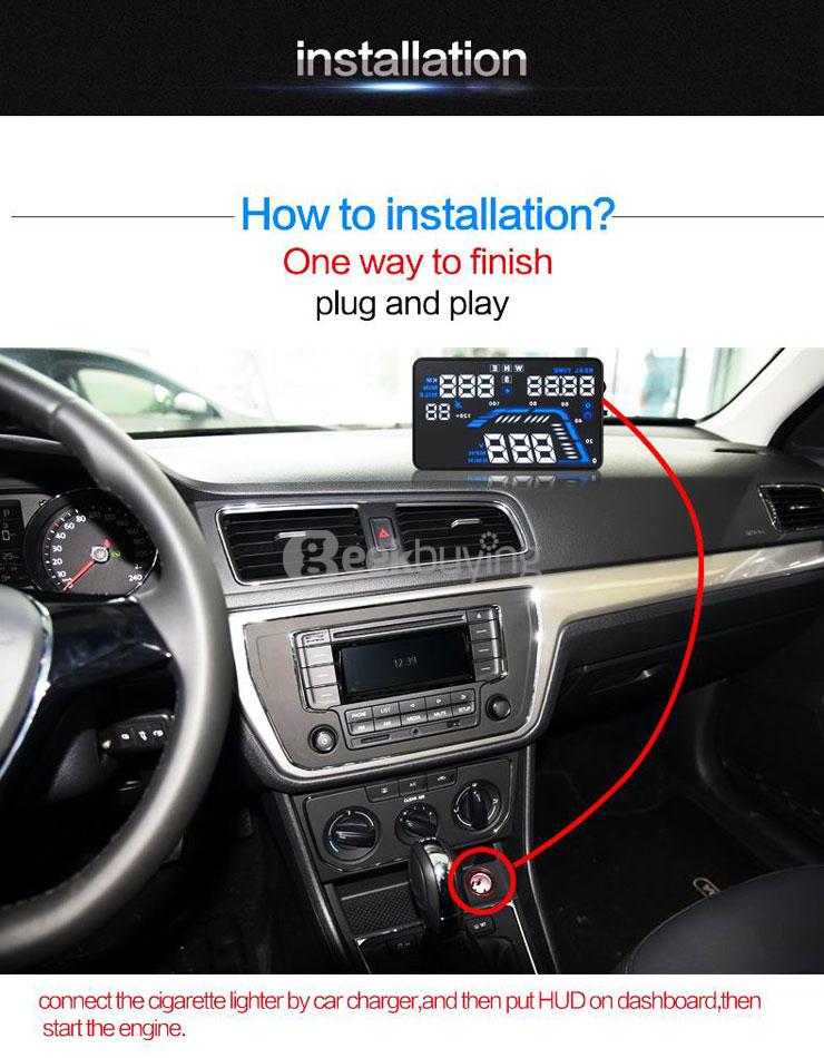 Q7 5.5'' GPS HUD Head Up Display Windscreen Projector Model Display - Black