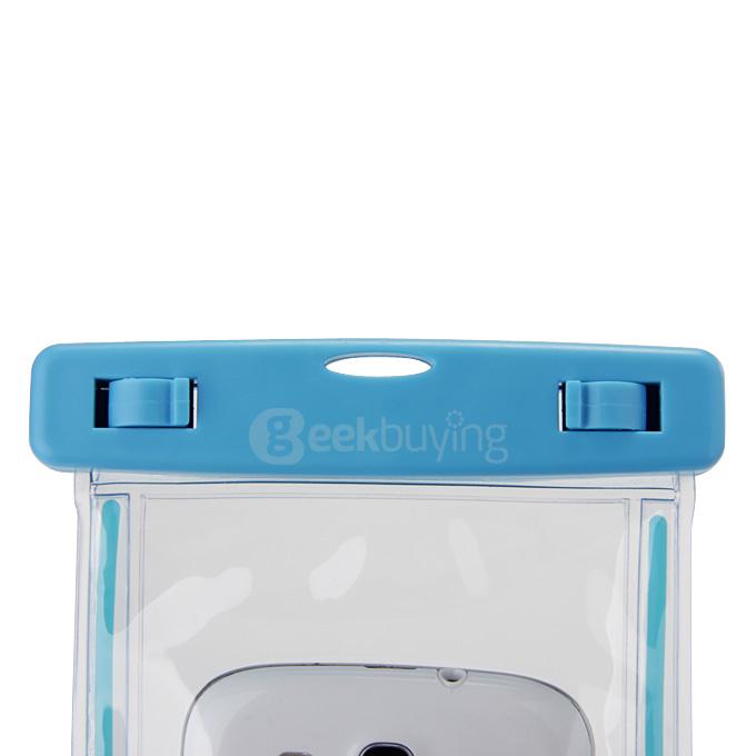 [Wholesale] 100pcs 5.5In Ultra Slim Waterproof Case Soft Fluorescent Pouch With Lanyard Protective Cover For Smartphones - Blue