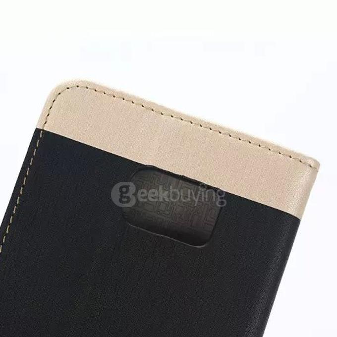 White Side Protective Leather Case With Holder/Card Slots/Wallet For Samsung Galaxy S6 Edge Plus - Black