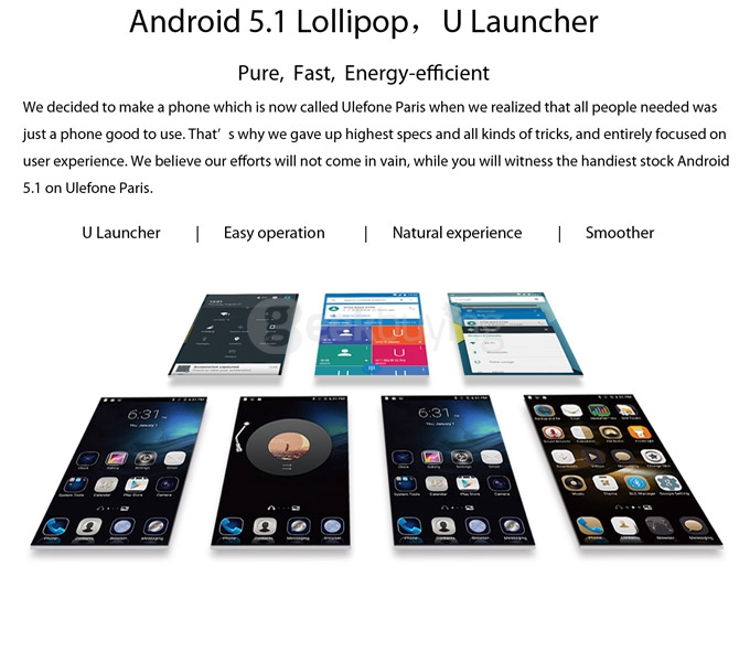 [Spain Stock] Ulefone Paris 5inch Android 5.1 2GB 16GB 4G Smartphone 64Bit MTK6753 Octa Core 13.0MP OTG Miracast Hotknot Gorilla 3 - White