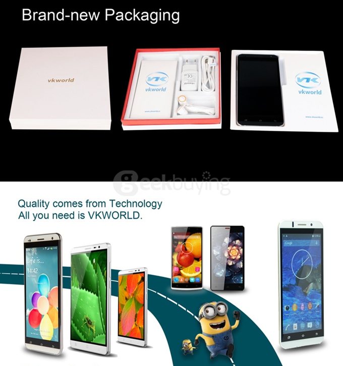 VKWORLD VK700 Pro 5.5inch MTK6582 Quad Core 1.3GHz Android 4.4 Smartphone 1GB 8GB 3G GPS Smartwake Gorilla Glass - Gold