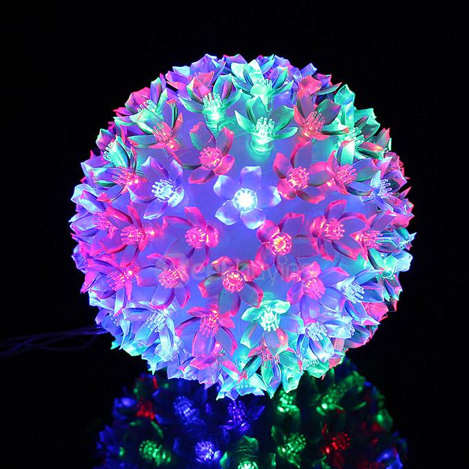 6W 150LM 100LED Flower Shape Christmas Decorative Ball Light Lamp Light Strips - Rainbow