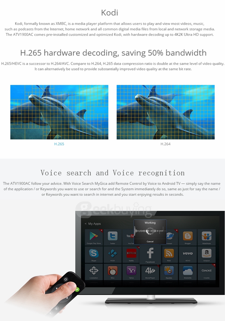 Geniatech MyGica ATV1900AC Android 5.0 4K TV Box S812 Quad Core 2G/16G AC WIFI Gigabit LAN BT4.0 HDMI KODI H.265 4USB
