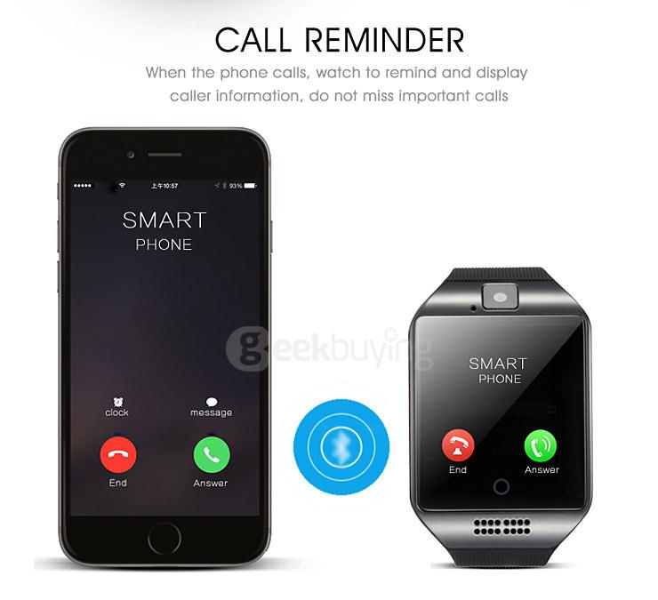 Q18 MTK6260A 1.3MP Camera TF Card and SIM Card Slot NFC Bluetooth 3.0 Smartwatch Smart Phone for Android and IOS - Silver
