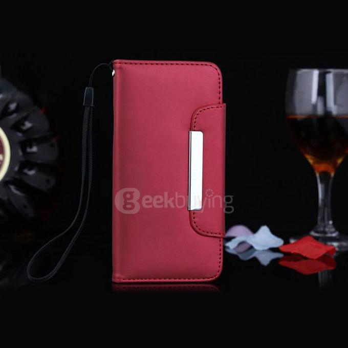 Clip Style Luxury Flip Pattern Wallet Leather Case Cover with Strap For Apple iPhone 6s 4.7inch - Red