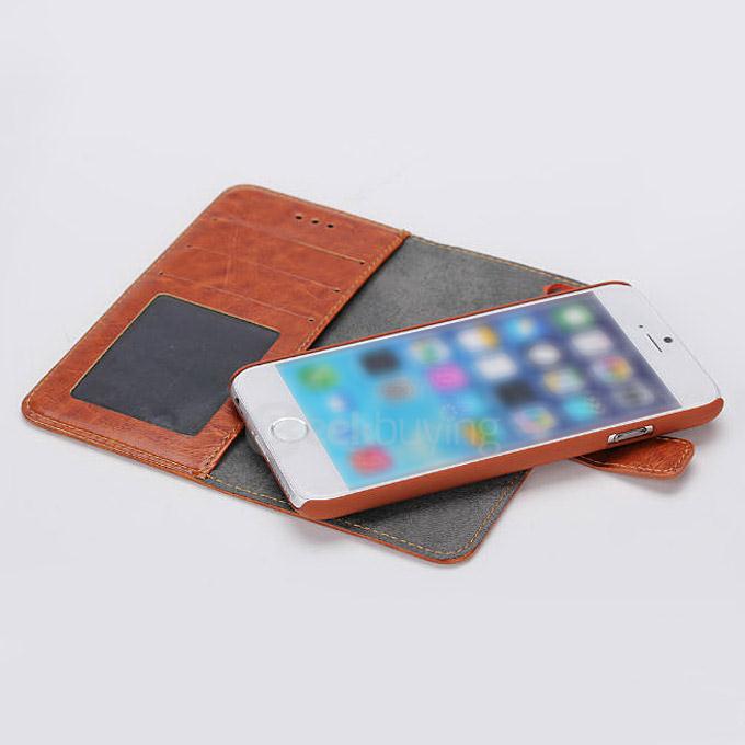 [Wholesale] 10pcs Protective Leather Case Back Case With Holder/Card Slots/Wallet For Apple iPhone 6s Plus 5.5inch - Brown