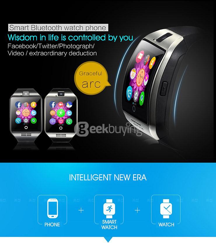Q18 MTK6260A 1.3MP Camera TF Card and SIM Card Slot NFC Bluetooth 3.0 Smartwatch Smart Phone for Android and IOS - Silver