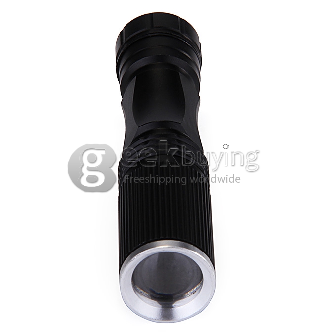 CREE XPE-Q5 600 Lumens 7W Zoomable LED Shock Resistant Camp Flashlight - Black (1 x 14500 / 1 x AA)