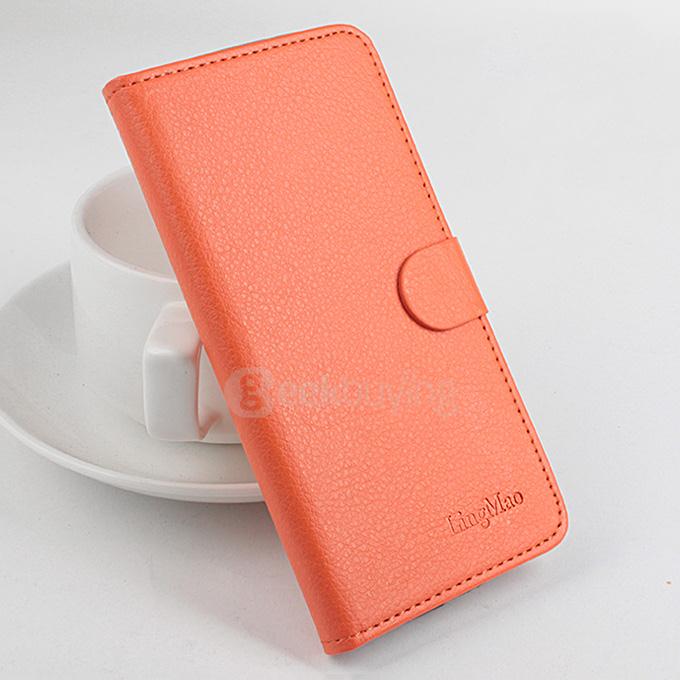 LingMao Litchi Peel Texture Protective Hard Cover Flip Stand Leather Case Cover for DOOGEE Nova Y100X Smartphone -Orange