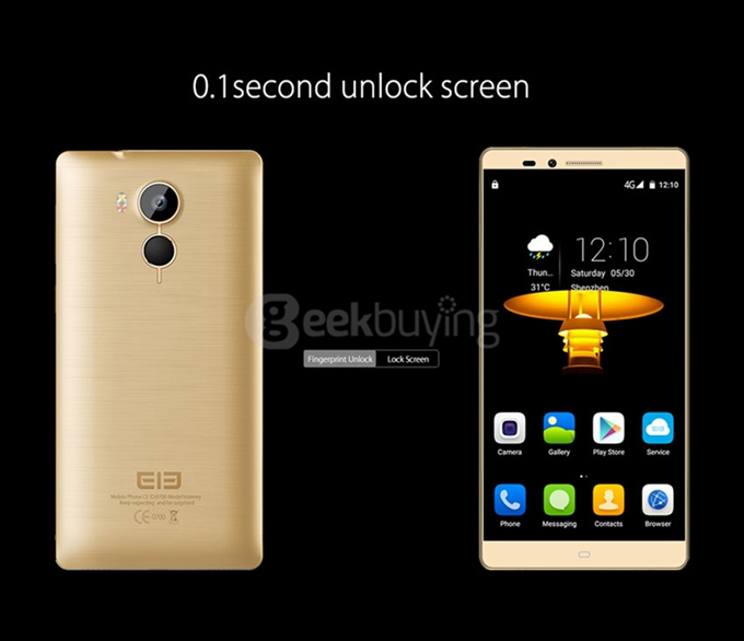 [HK Stock] Elephone Vowney 5.5inch 2K Screen Android 5.1 4GB 32GB Smartphone 64bit MTK6795 Octa Core Touch ID Hotknot - Gold