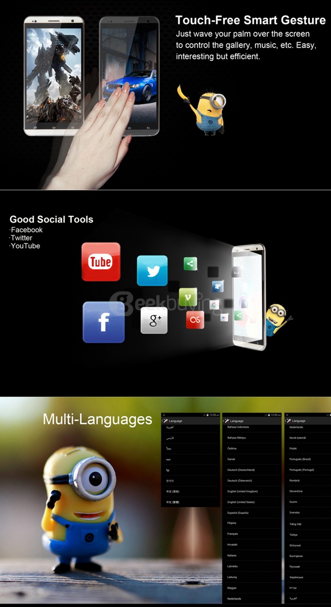 VKWORLD VK700 Pro 5.5inch MTK6582 Quad Core 1.3GHz Android 4.4 Smartphone 1GB 8GB 3G GPS Smartwake Gorilla Glass - Gold