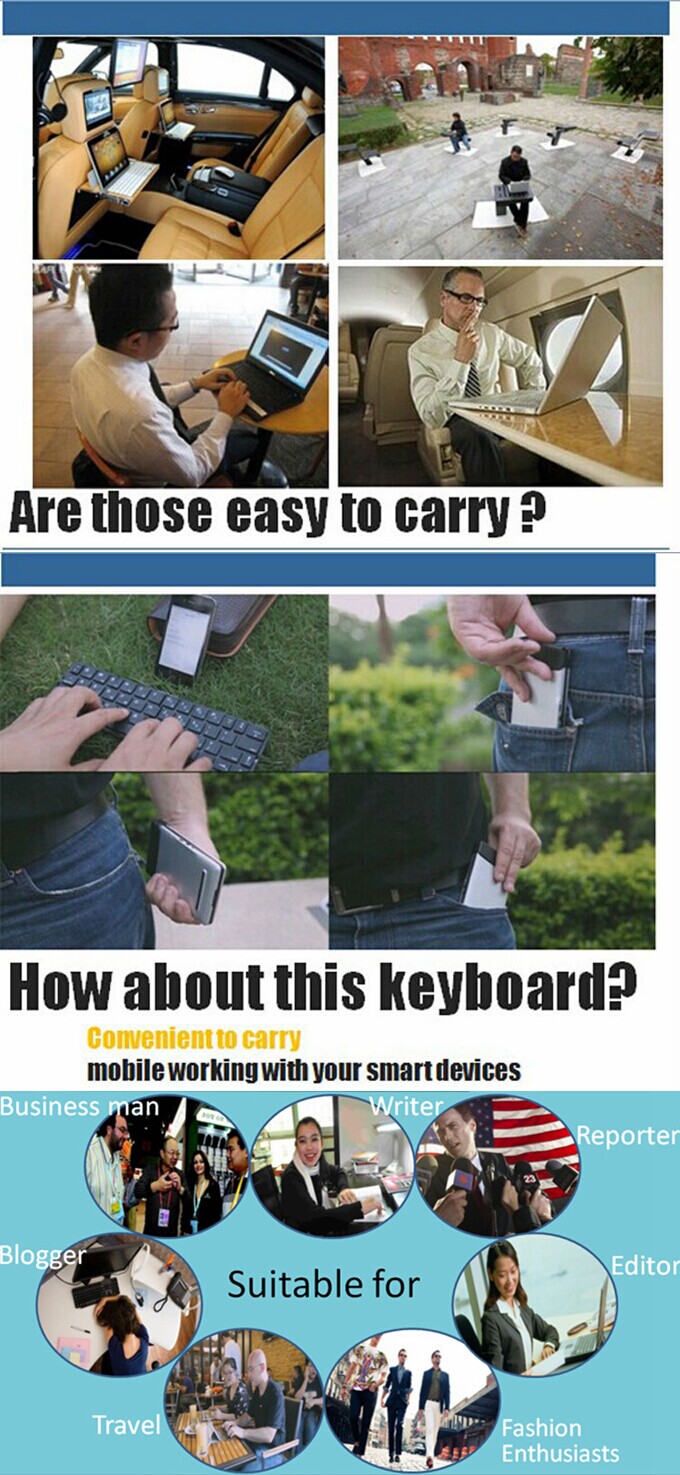 Flyshark ILEPO360 Ultrathin Foldable Wireless Bluetooth 3.0 Keyboard Full Size Multi-function Intelligent Mini Chocolate Keyboard - Silver