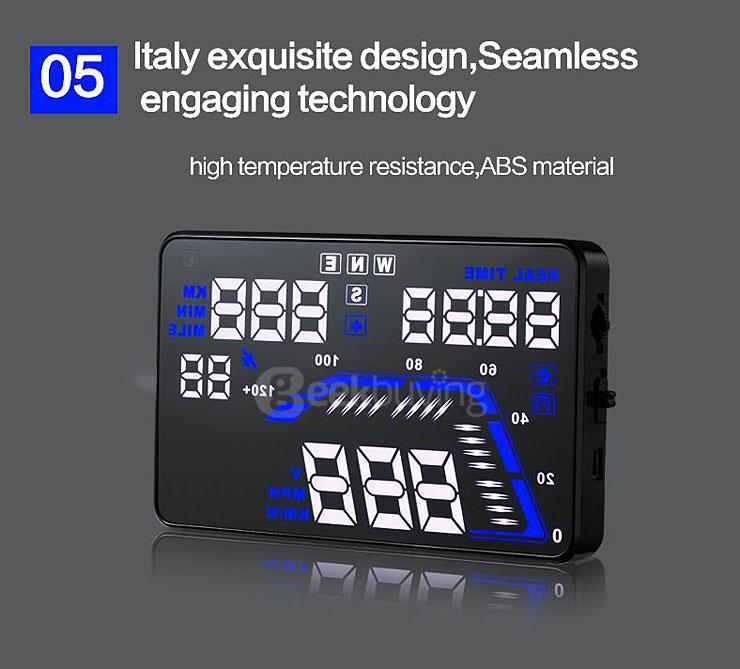 Q7 5.5'' GPS HUD Head Up Display Windscreen Projector Model Display - Black