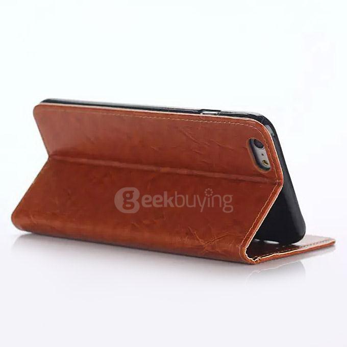 [Wholesale] 10pcs Protective Leather Case Back Case With Holder/Card Slots/Wallet For Apple iPhone 6s Plus 5.5inch - Brown