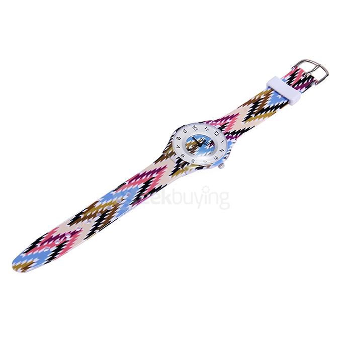 Willis 9918 Colored Wave Designs Ultra-thin Waterproof Children Watch - White