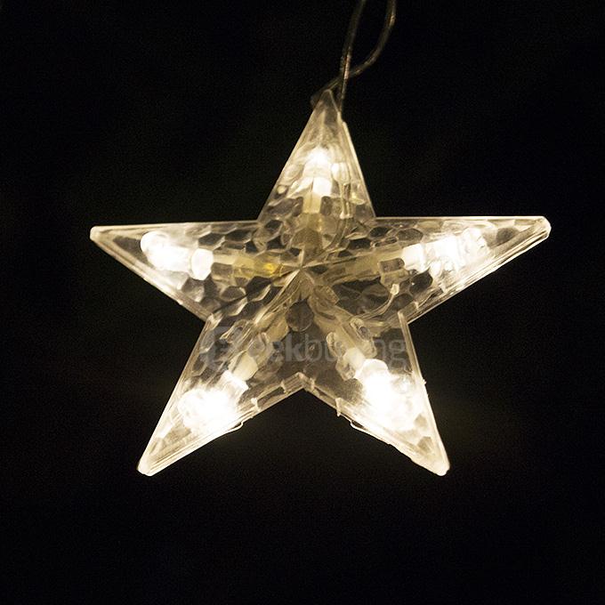 US Standard 2M 138 Light Pentangle Star LED Curtain Light LED Lighting For Christmas Wedding Party Decor - Warm Color