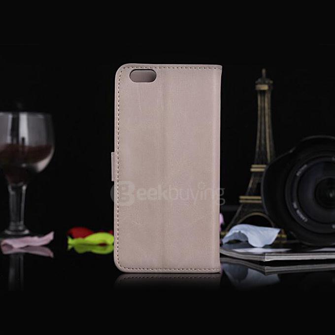 New Style Luxury Crazy Horse Pattern Wallet Leather Case Cover with Card Slots For Apple iPhone 6s 4.7inch - Gray
