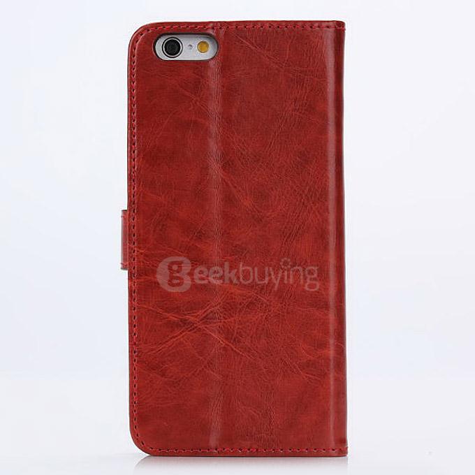 Protective Leather Case Back Case With Holder/Card Slots/Wallet For Apple iPhone 6s Plus 5.5inch - Wine