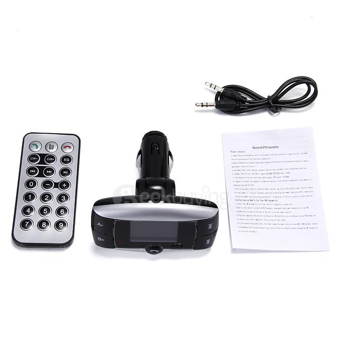 BT01 Bluetooth Handsfree Car Kit MP3 Player FM Transmitter Radio Adapter With LCD Screen Remote Control - Black + Silver